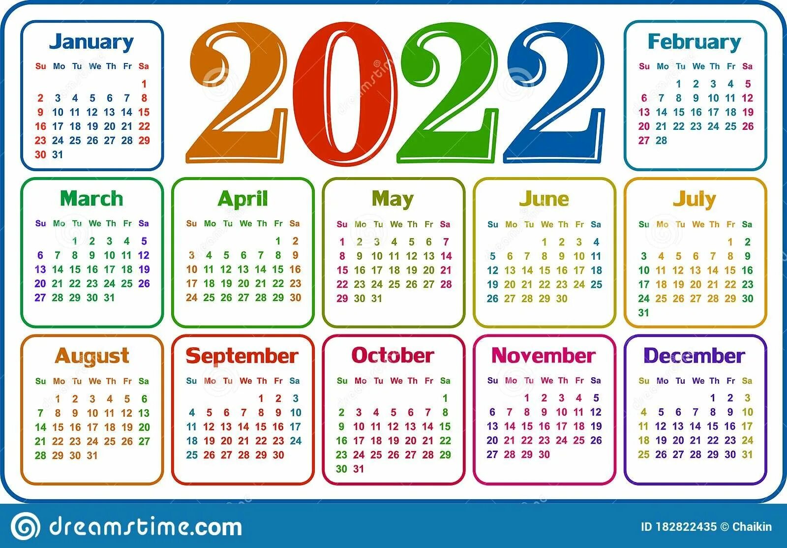 Calendar 2024. English colorful vector square wall or pocket calender template. 