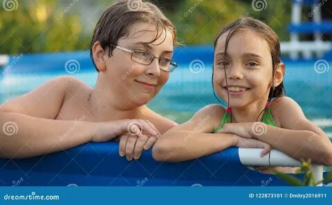 My brother and i swimming almost every