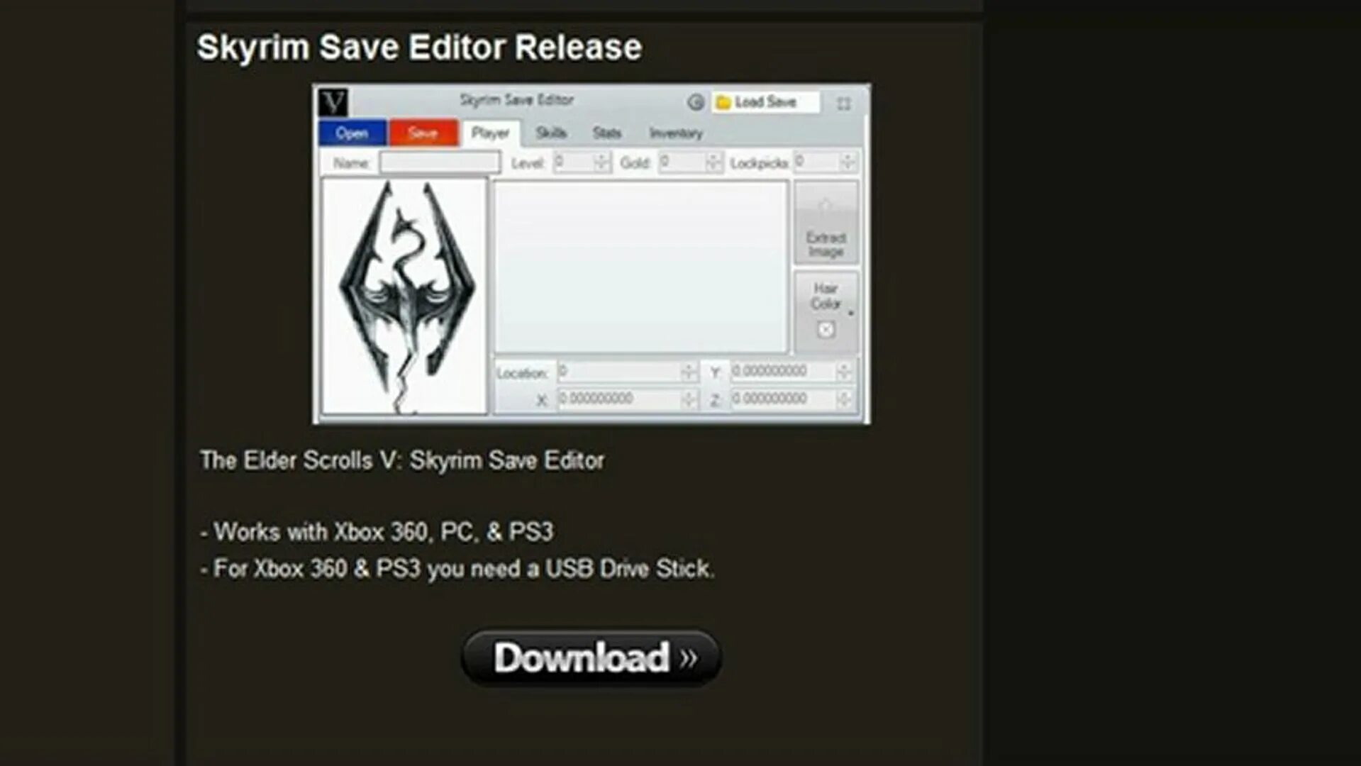 Skyrim editor. Skyrim save files.