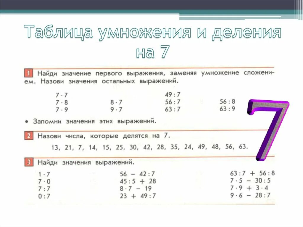 Тест на умножение на 7. Таблицаумнажения и деления на 7. Таблица умножения и деления на 7. Таблица умножения на 7 и деление на 7. Задания таблица умножения и деления на 7.