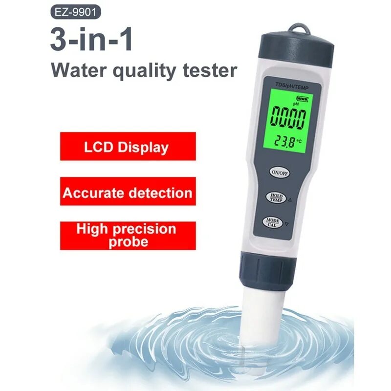 PH/TDS-метр ez-9901. Тестер качества воды. Прибор для измерения чистоты. Тестер еды.