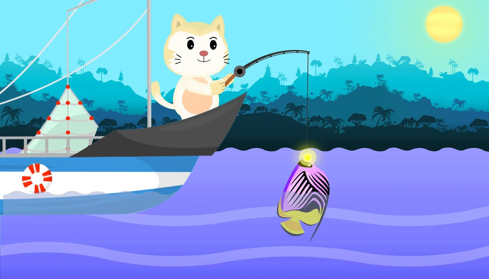 Игра cat fishing. Кэт фишинг. Кот который рыбачит в лодке игра. Кошка для рыбалки. Картина Катс го фишинг.