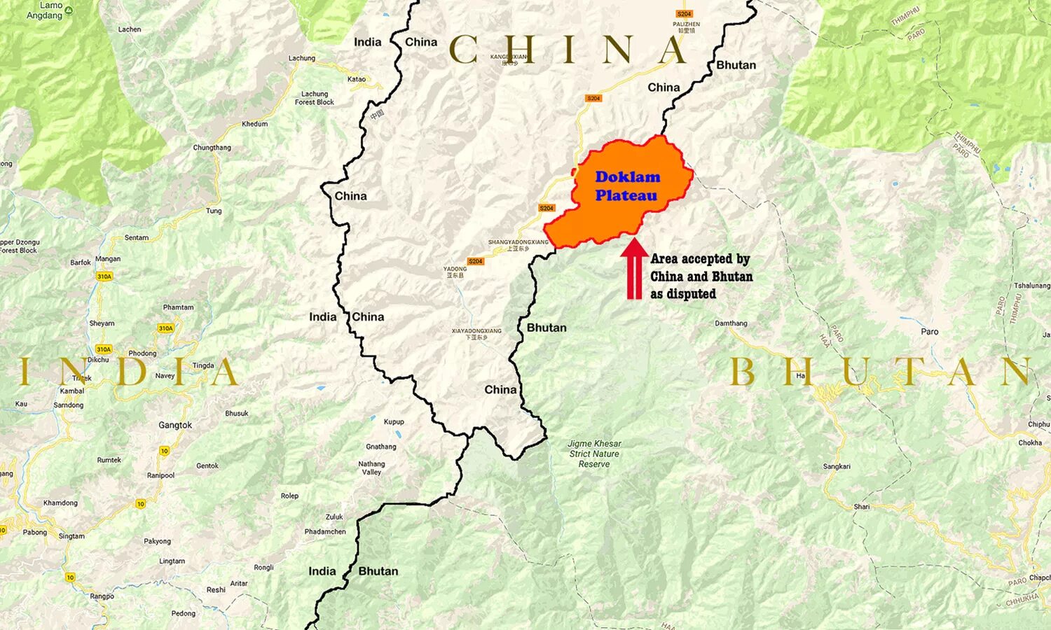 Цар бутан прогноз. Плато Доклам. Плато Доклам бутан. Бутан границы. Китайско бутанская граница.
