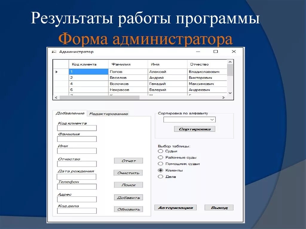 Форма программы. Интерфейс администратора. Форма приложения. Интерфейс форма для администратора.