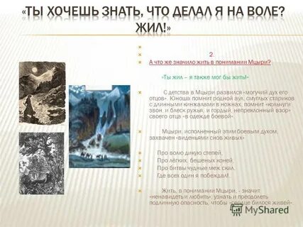 Для мцыри жить это значит