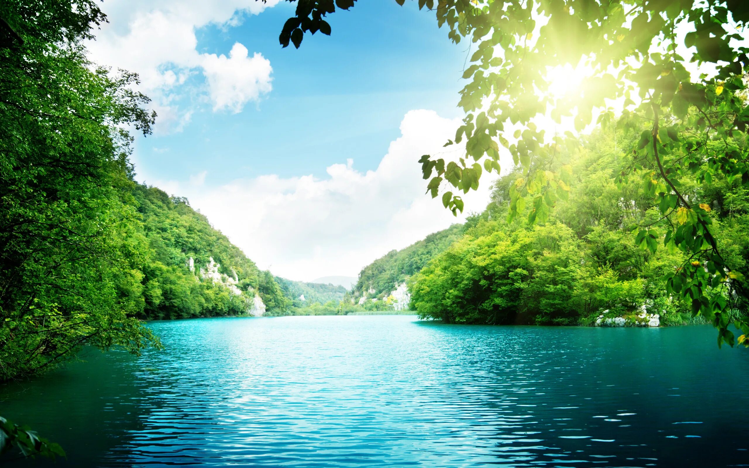 Картинка на большой экран. Озеро Рица. Плитвицкие озера. Летняя природа. Фотообои природа.