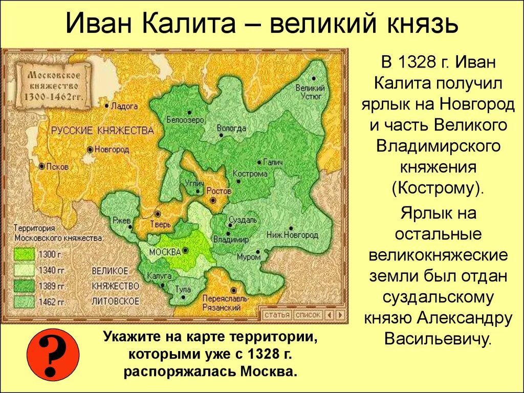 Княжество Москва карта при Иване Калите. Объединение Московского княжества при Иване Калите. Границы Московского княжества к 1300 г.