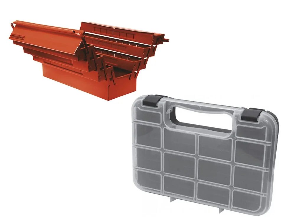 ящик для крепежа двухсекционный (34х28,5х14,5см) съемные ячейки fit 65658. (съемн. ящик fit для крепежа органайзер 27x21x8. органайзер fit 65656. 5.