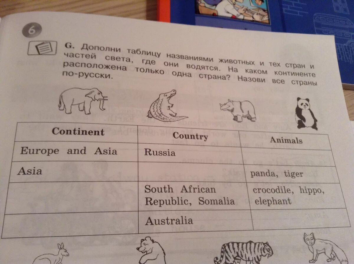 Прочитайте название животных. Дополни таблицу. таблица животных на континентах. таблица животных на англ. заполни таблицу животных.