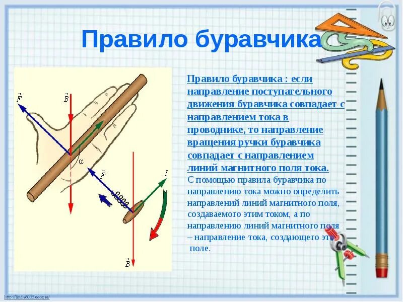 Правило буравчика физика 8