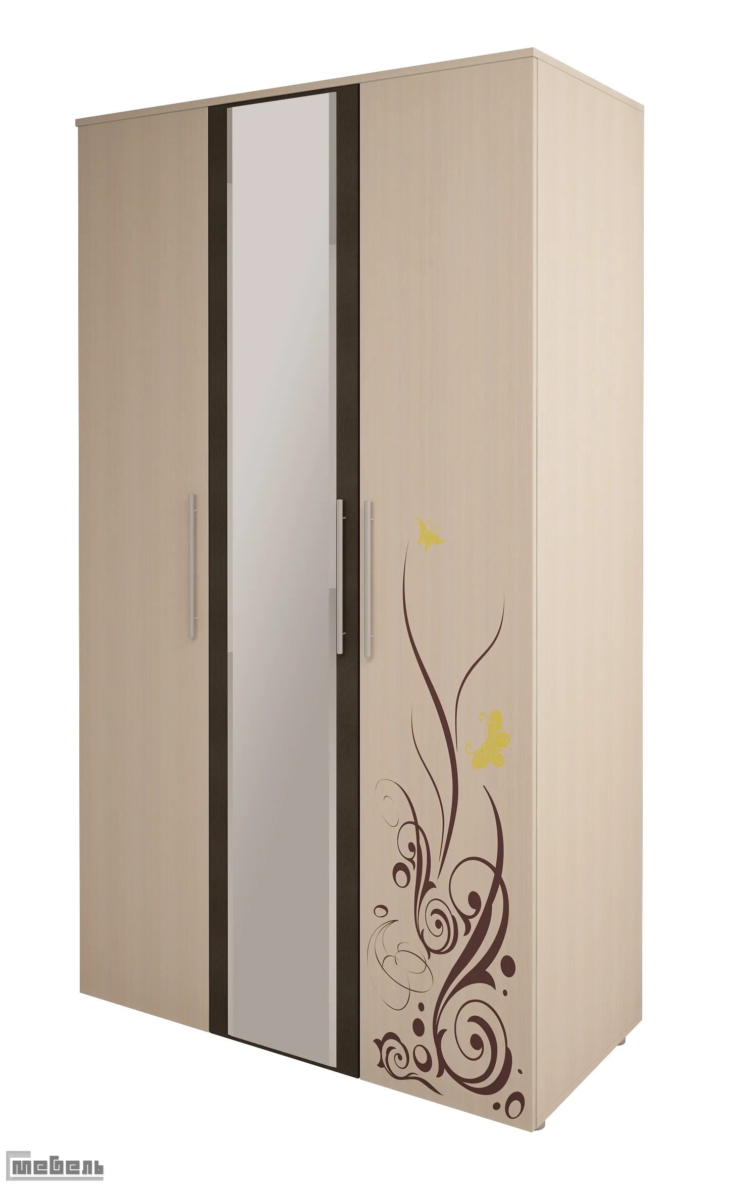 Шкаф Беверли 2-х дверный с зеркалом02.15.03.05. Шкаф 3х дверный модуль Верди.