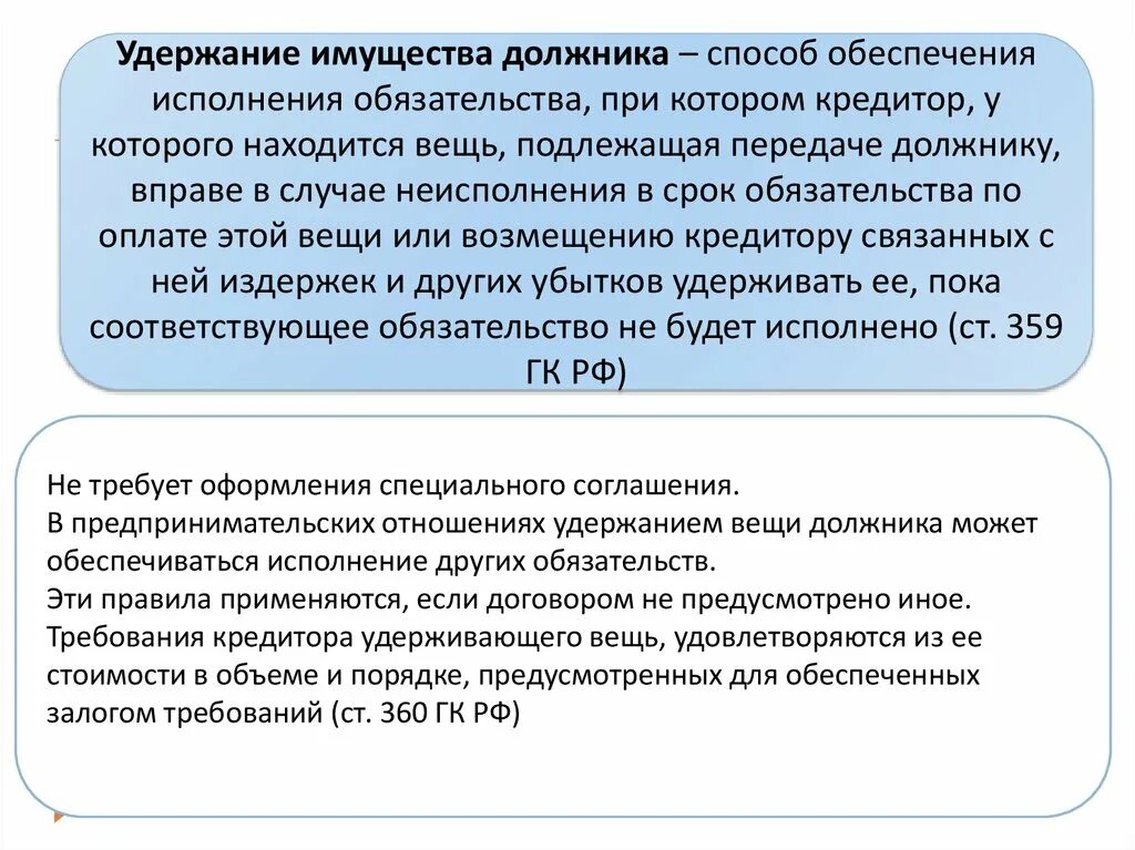 Обязательства освобождением должника от. Удержание имущества должника. Удержание имущества должника в гражданском праве. Способы обеспеченияисполнненияобязательств. Примеры удержания имущества должника как способ обе.