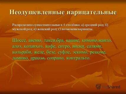 Неодушевленное нарицательное среднего рода