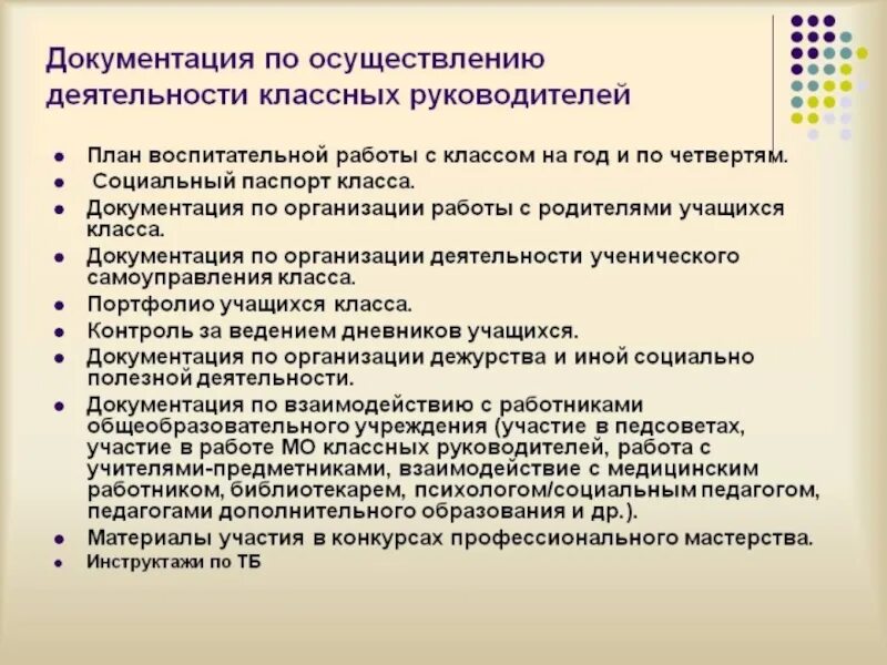 Документы определяющие деятельность классного руководителя. Документация регламентирующая деятельность классного руководителя. Перечень документации классного руководителя. Документация классного руководителя по воспитательной работе.