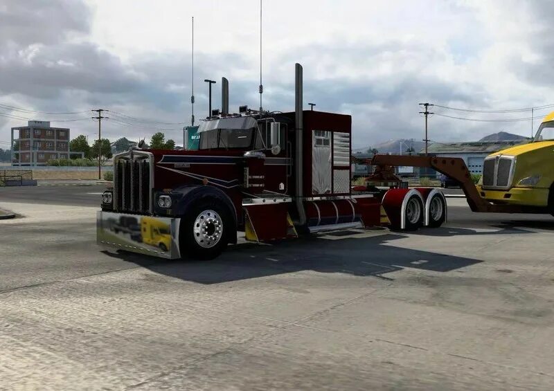 Американ трак 1 51. Ats kenworth w900 tuning. Прицепы lowboy для ats. Kenworth t600 ats. Peterbilt 389 ats 1.