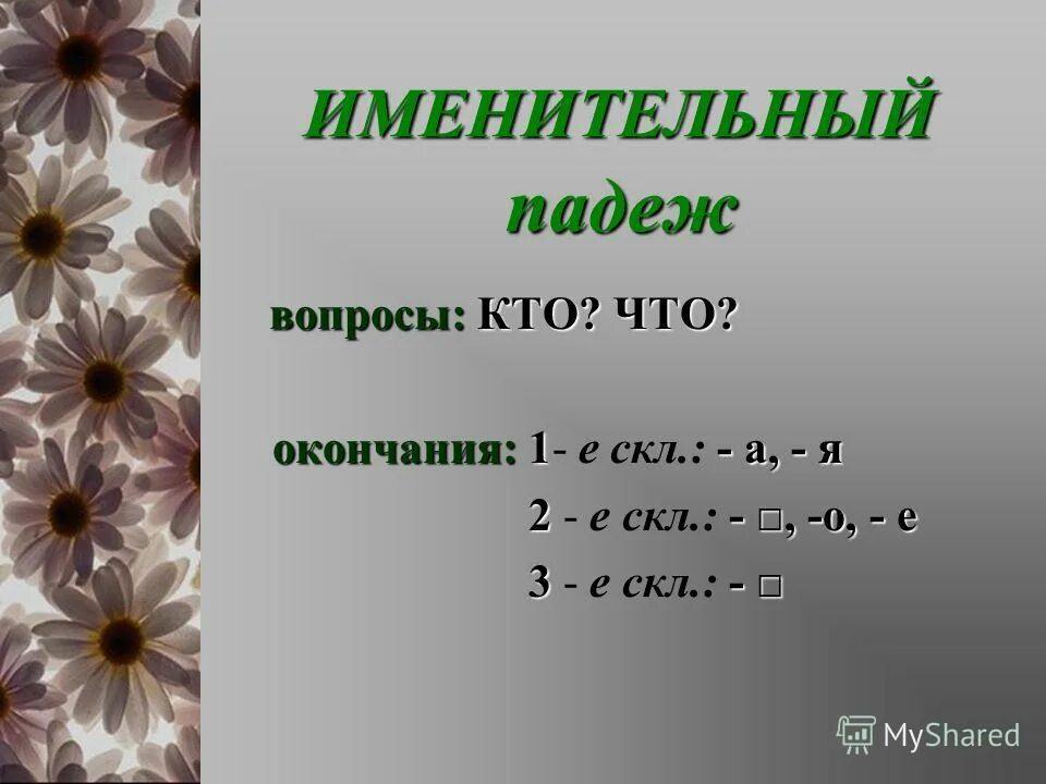 Именительный падеж отвечает на вопрос фамилия