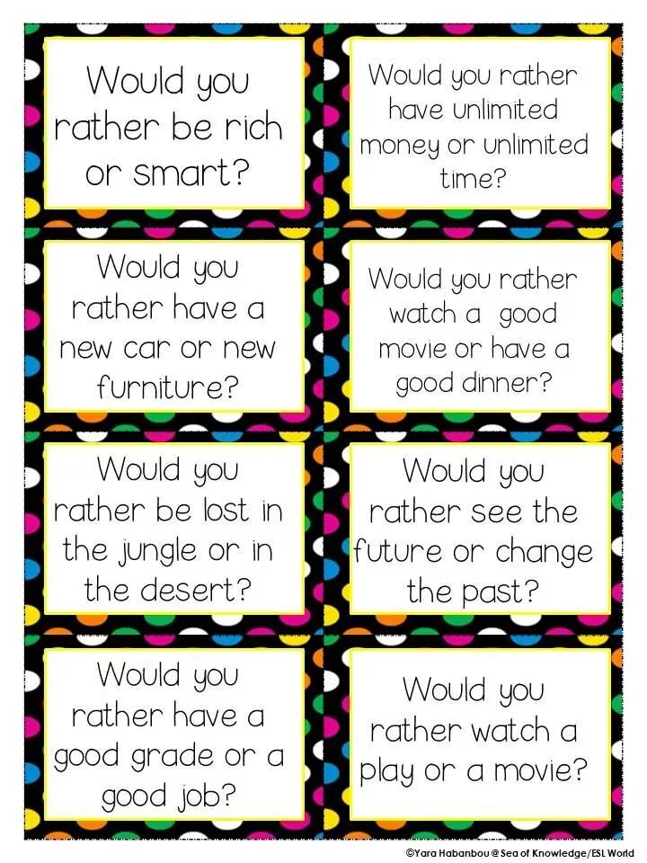 Would you prefer questions. Speaking cards на английском. speaking activities. english speaking activities. английский would rather.