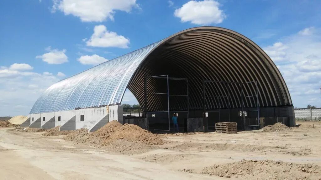 Бетонный ангар. Арочный ангар ООО Аркон. Зерносклад арочный. Ангар бескаркасный ангар зернохранилище.