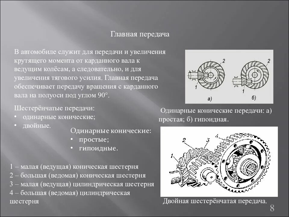 Назначение главной передачи. Классификация главных передач. Назначение и типы главных передач. Одинарная Главная передача Назначение.