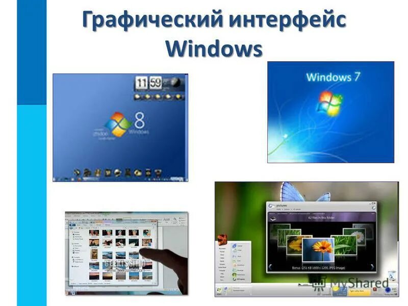 Операционная система windows интерфейс. Графический Интерфейс операционной системы Windows. Графический пользовательский Интерфейс Windows. Интерфейс ОС виндовс. Элементы графического интерфейса виндовс.