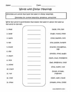 Write the words for meanings