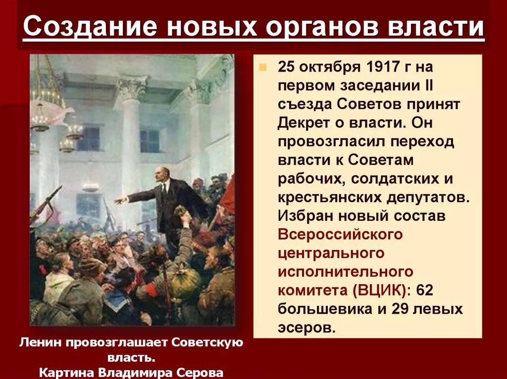 Органы власти в первой революции. 2 Съезд советов 1917 г. 25 Октября 1917 власть перешла к. Создание новых органов власти. Создание новых органов власти 1917.