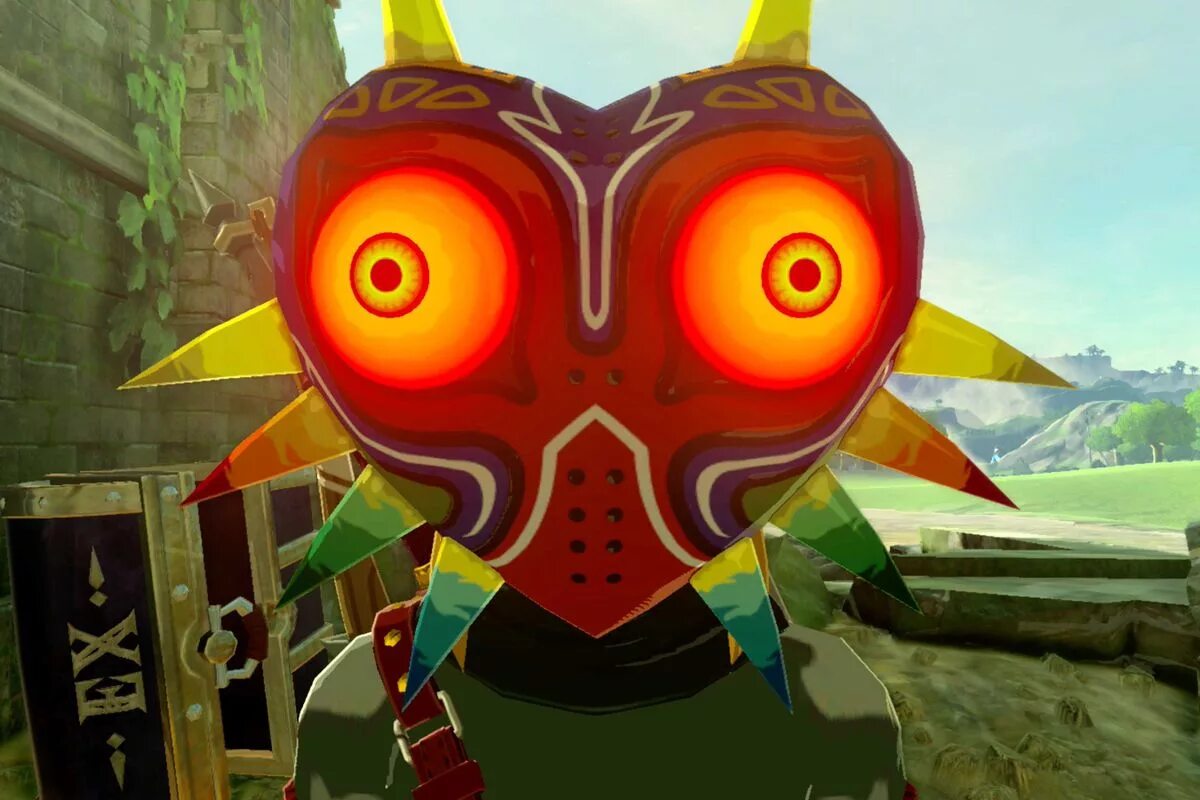 Зельда Маджорас Маск. The Legend of Zelda маска Маджоры. Маджора Маск маска. Zelda BOTW Majora's Mask. Игра найди маску