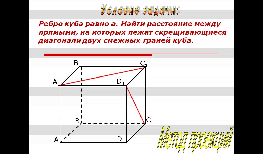 Диагональ куба с ребром а