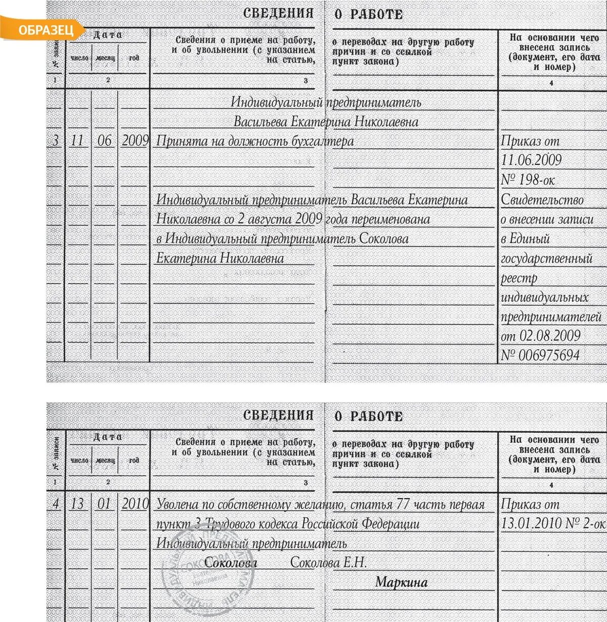 Главный бухгалтер принять на должность. Индивидуальный предприниматель запись в трудовой книжке образец. Трудовая книжка запись в трудовой книжке ИП. Запись в трудовой книжке от ИП образец. Образец записи в трудовой книжке при увольнении у ИП.