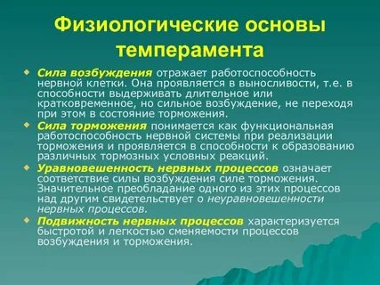 Свойства темперамента физиологическая основа темперамента