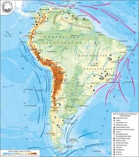 Карта южной америки географическая