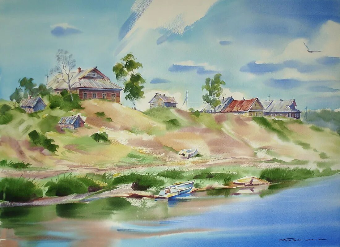 Рисунки поселков. Акварель деревня Сербия. Этюд акварель пейзаж село деревня. Акварель городской сельский пейзаж Батов. Акварель этюды пейзаж село.
