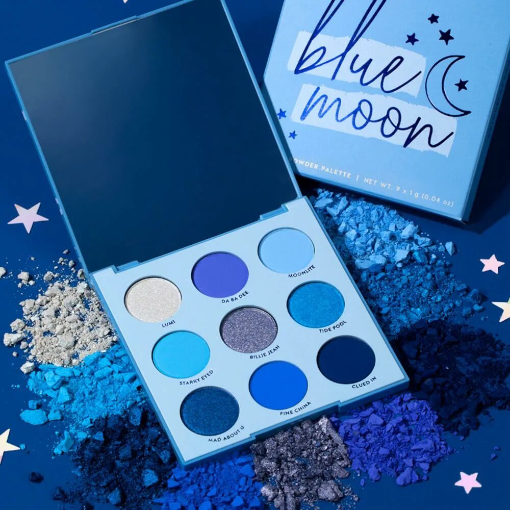 Палетка синий. Палетка Blue Moon. Тени Moon Eyeshadow. Голубая палетка Colourpop. Палетка теней для век Colourpop.