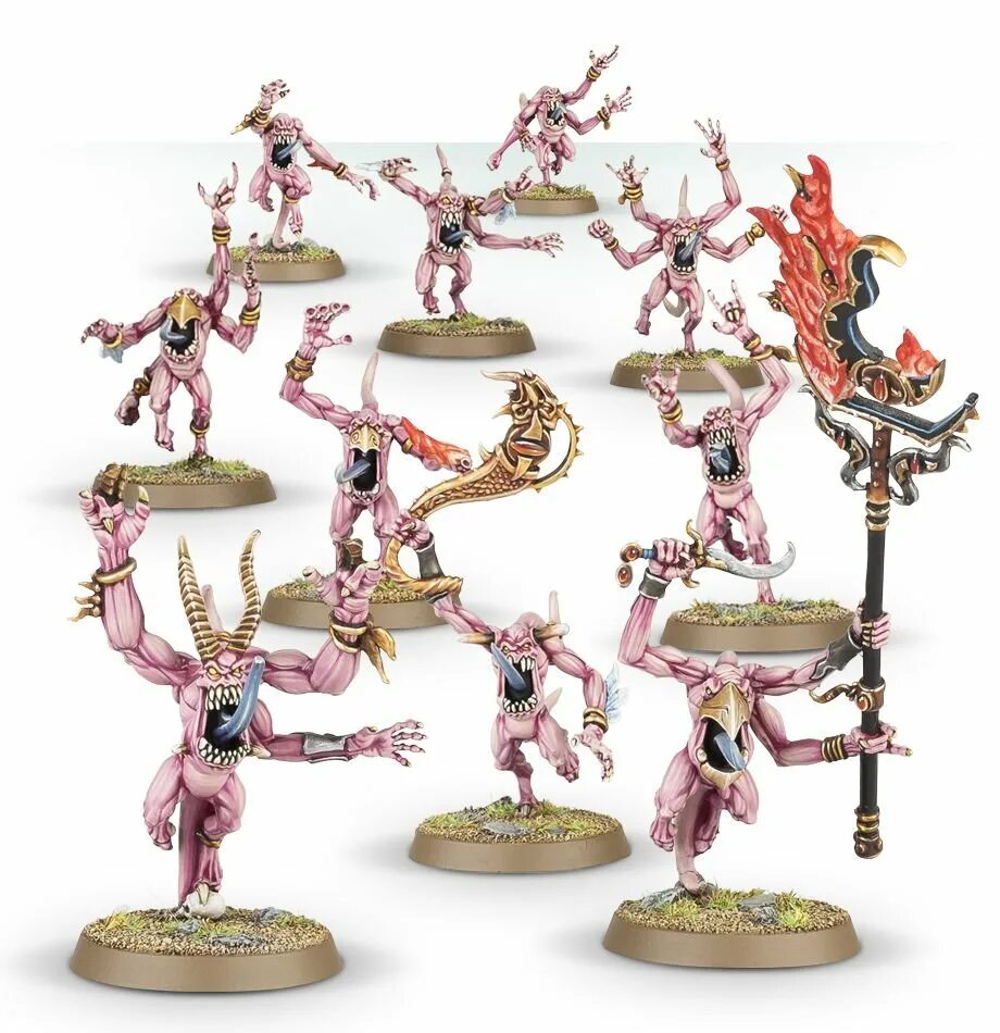 Php daemons. Warhammer daemons of tzeentch pink horrors. розовый ужас вархаммер. daemons chaos tzeentch. демоны тзинча вархаммер миниатюры.