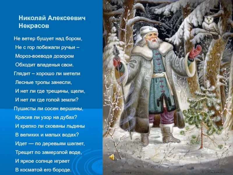 Некрасов зимнее стихотворение. Н Некрасов Мороз Воевода. Н.А. Некрасова «Мороз - Воевода».