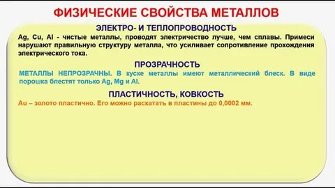 Физические свойства металлов 9 класс химия конспект