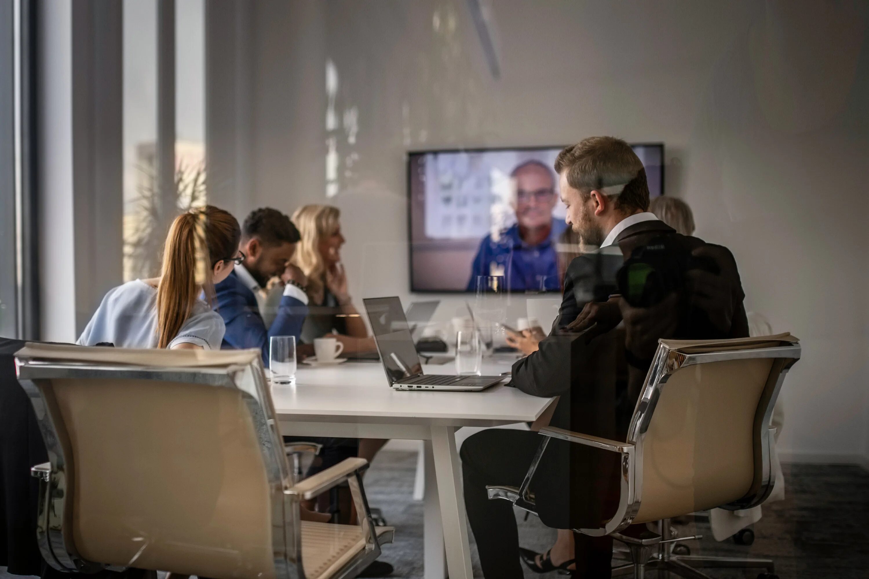 The meeting takes place. Video Conferencing.