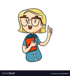 Clever cartoon girl talking important things with Vector Image.