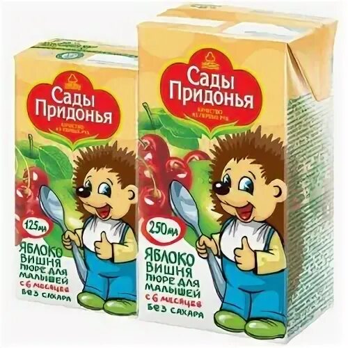 Пюре яблоко вишня. Пюре сады придонья 125г. пюре сады придонья яблоко 125г. сады придонья пюре яблоко груша слива 125. сады придонья пюре в тетрапаке.