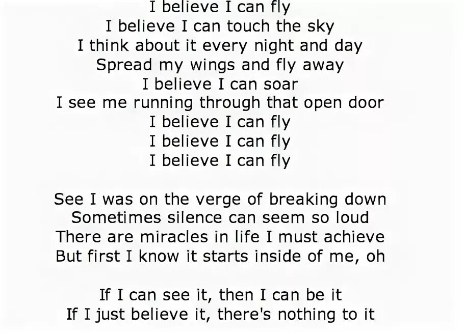 I believe i can Fly текст. Текст песни i can Fly. Ай белив ай Кен Флай текст. I believe i can Fly перевод.