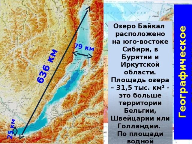 Где находится байкал и его площадь км2. Протяженность озера Байкал. Географическое положение Байкала. Ширина Байкала на карте. Географическое положение озера Байкал.