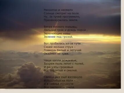 Стихотворение неохотно и несмело солнце смотрит