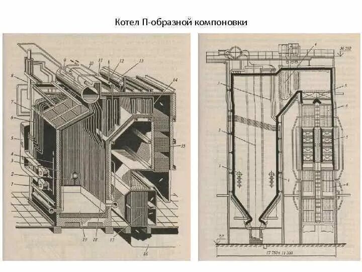 П образный котел. Т-образная компоновка парового котла. П образный котел схема. Т-образная компоновка парового котла. П образный котел.