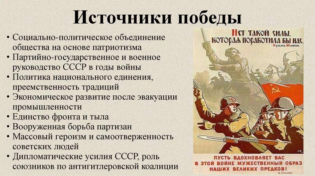 Третий период войны победа ссср в великой. Источники Победы СССР В ВОВ. Источники Победы в ВОВ 1941 1945. Источники Победы советского народа в Великой Отечественной войне. Источники Победы второй мировой войны кратко.