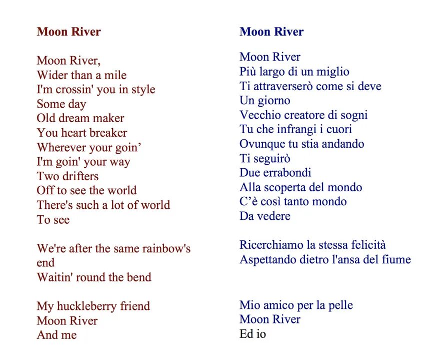 Перевод слова песня на на английском. Moon River текст. Moon River текст песни. Лунная река текст на английском. Текст песни Лунная река.