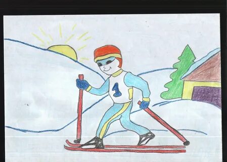 Нарисовать рисунок зимние виды спорта