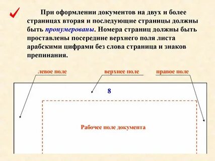 Посередине верхнего поля листа документа