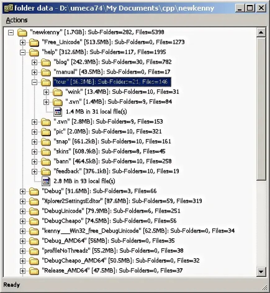 Folder sort. Folder size.