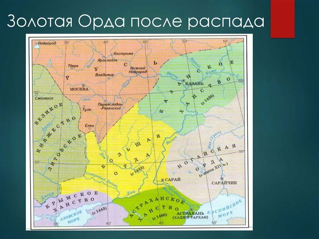 Государства распада золотой орды. Карта ханств после распада золотой орды. Распад золотой орды карта. Ханства после распада золотой орды. Золотая Орда после распада.