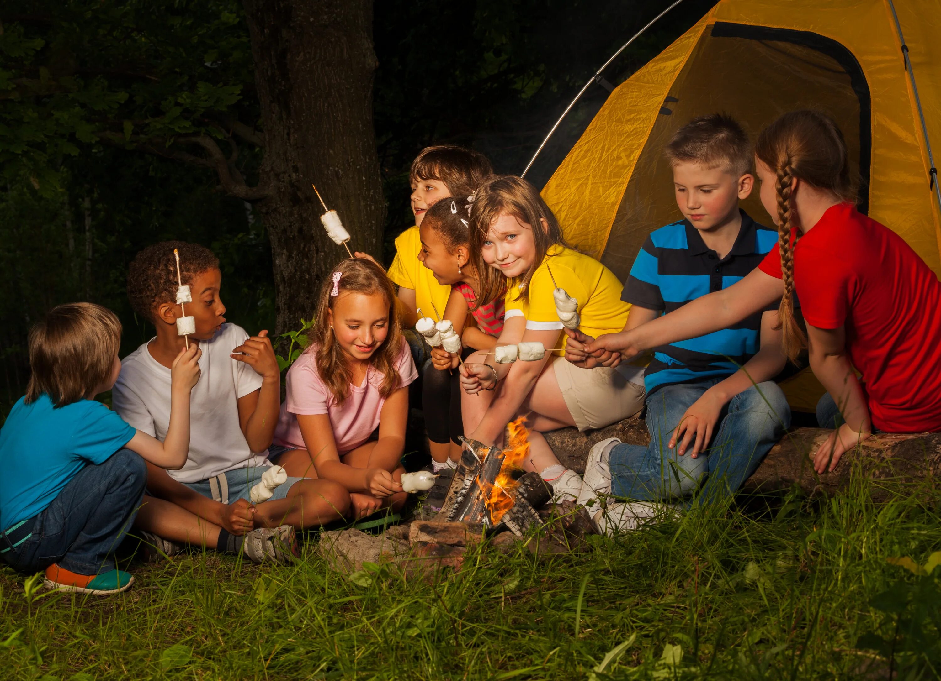 Child camping. Дети в лагере в лесу. Дети в лагере возле костра. Палаточный лагерь около костра. Дети у костра в лагере.